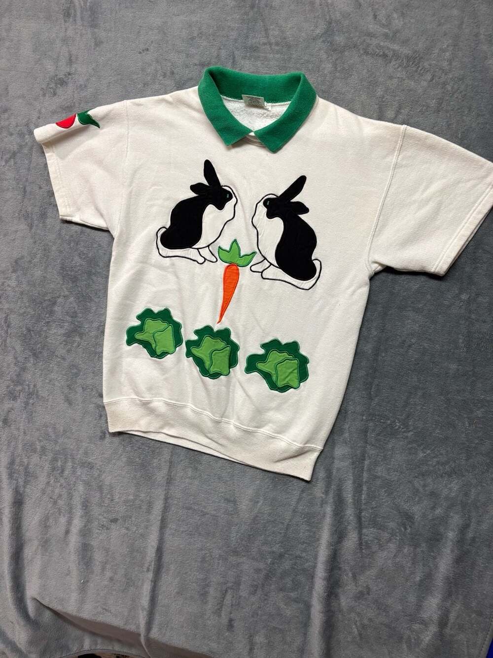 Grandmacore Vintage Cheeks Polo Sweatshirt Rabbit Vegetable